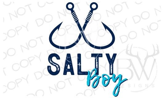 Salty Boy Blue Marlin Fishing Logo Saltwater Fishing Digital Download PNG