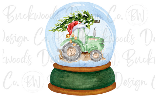 Christmas Tractor Snow Globe Christmas Digital Download PNG