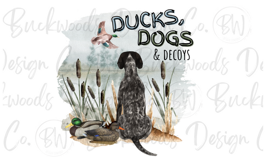 Ducks, Dogs & Decoys Duck Hunting Digital Download PNG