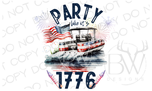 Party Like It's 1776 Pontoon Boat Boating Digital Download PNG