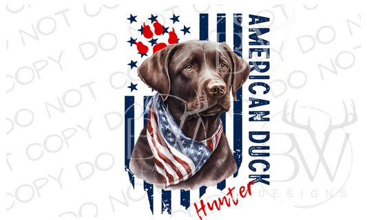 American Duck Hunter Chocolate Labrador Hunting Dog Digital Download PNG