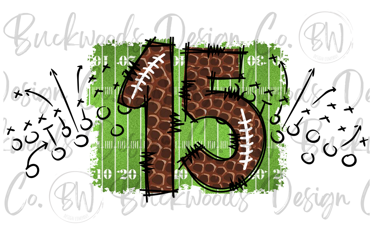 15 Doodle Football Jersey Numbers Football Digital Download PNG