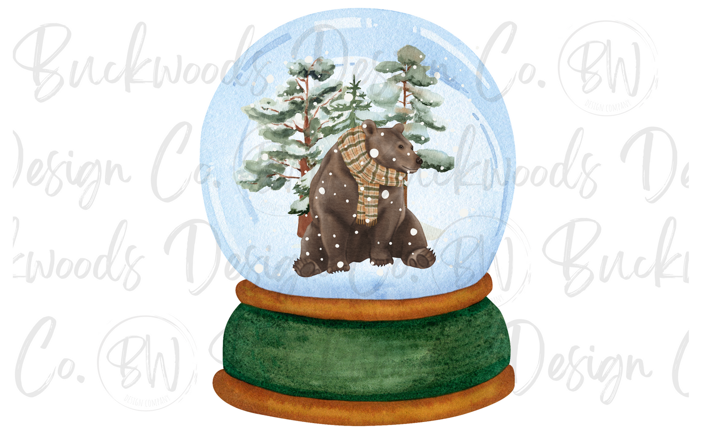 Bear Snow Globe Christmas Digital Download PNG