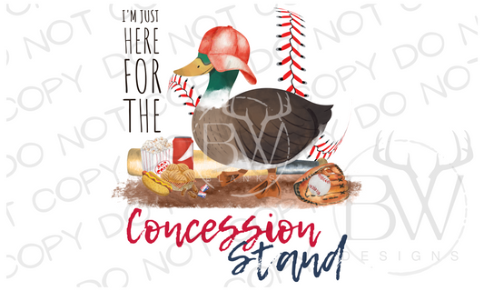 Just Here for the Concession Stand Baseball Duck Digital Download PNG