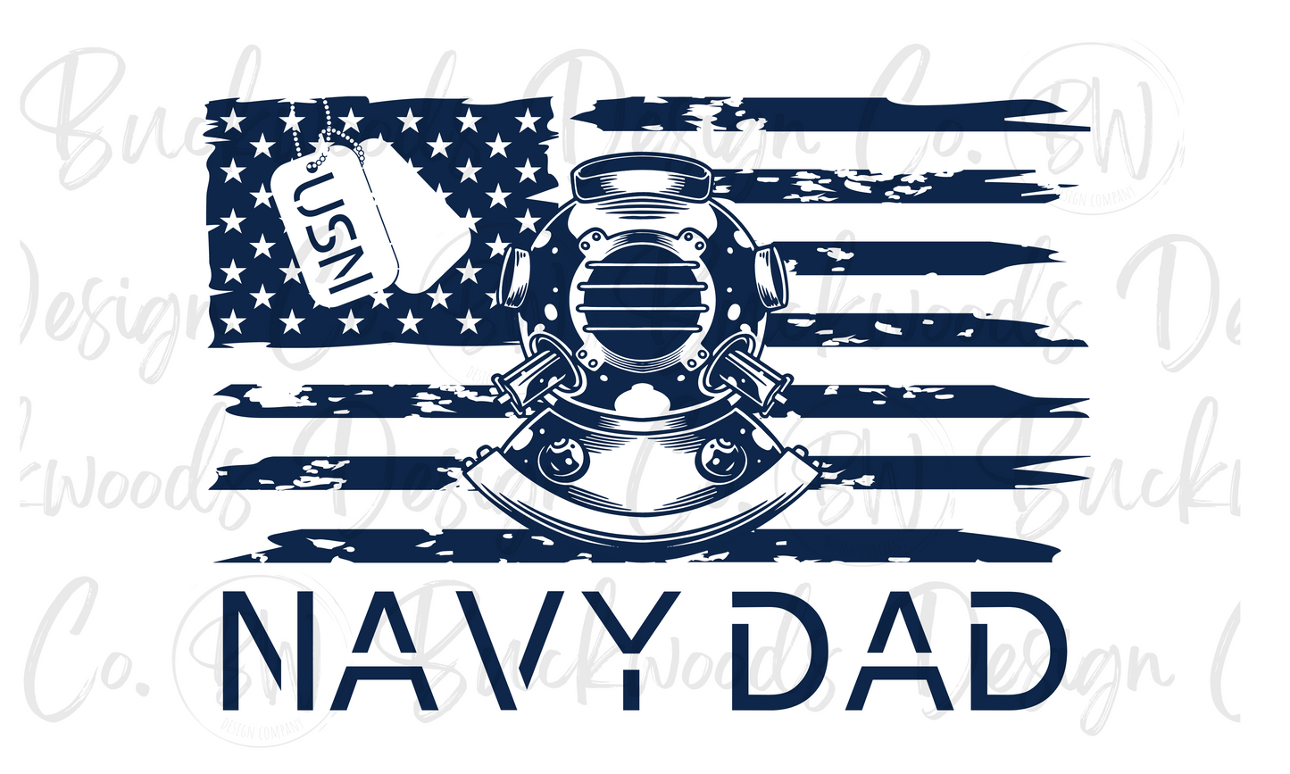 Navy Diver Dad Digital Download PNG