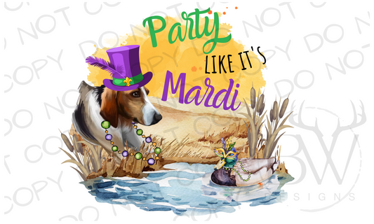 Party Like it's Mardi Duck Hunting Mardi Gras Digital Download PNG