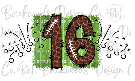 16 Doodle Football Jersey Numbers Football Digital Download PNG