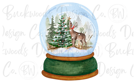 Christmas Deer Snow Globe Christmas Digital Download PNG