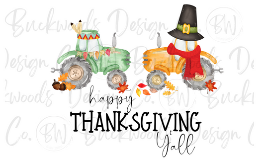 Happy Thanksgiving Y'all Thanksgiving Tractor Digital Download PNG