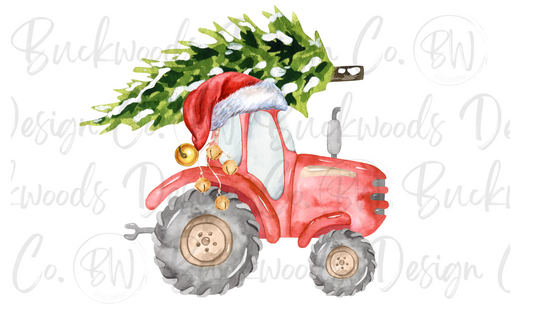 Christmas Tractor Digital Download PNG