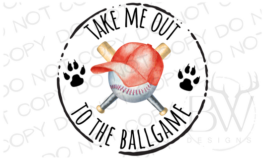 Take Me Out to the Ballgame Baseball Hunting Dog Digital Download PNG