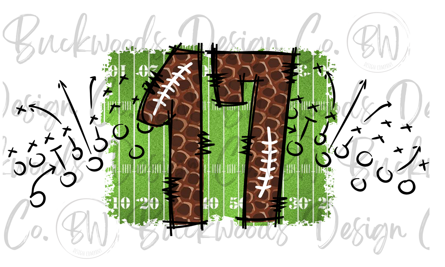 17 Doodle Football Jersey Numbers Football Digital Download PNG