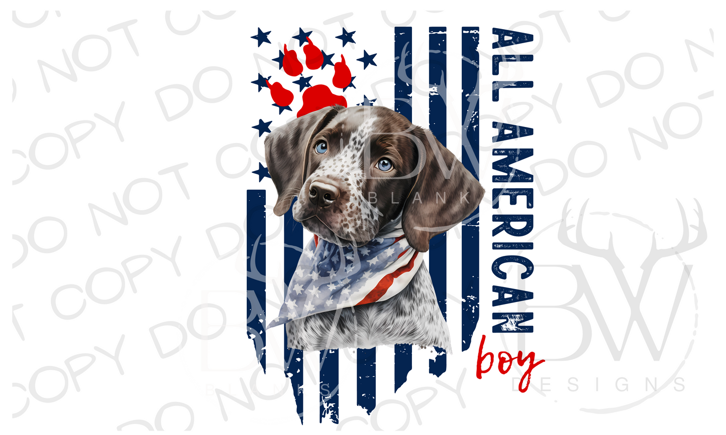 All American Boy German Short-Haired Pointer Puppy Hunting Dog Digital Download PNG