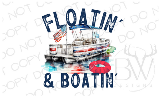 Floatin' & Boatin' Pontoon Boat Boating Digital Download PNG