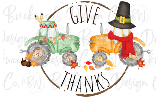 Give Thanks Thanksgiving Tractor Digital Download PNG