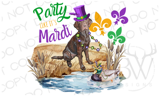 Party Like it's Mardi Duck Hunting Mardi Gras Digital Download PNG