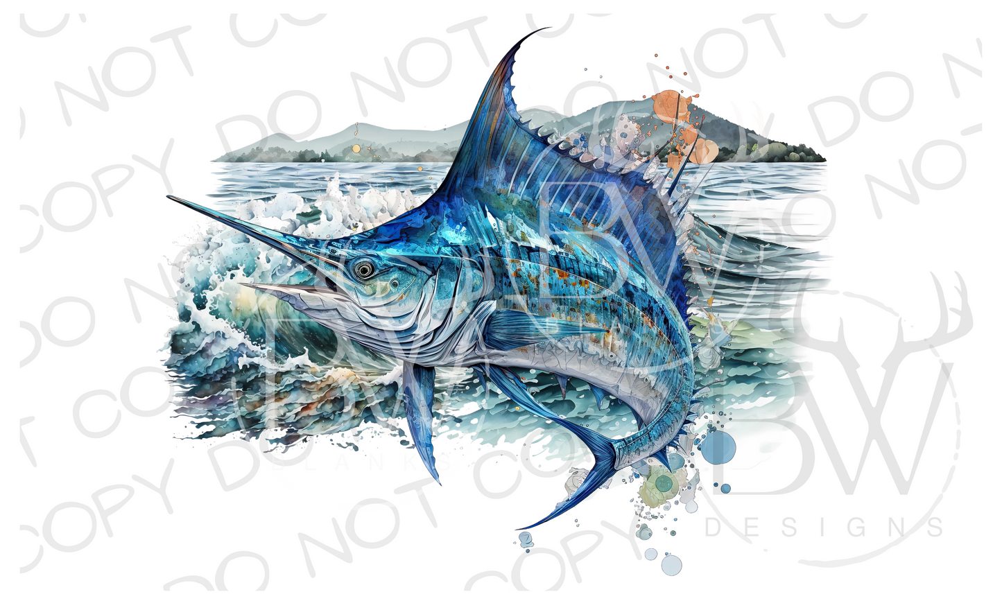 Blue Marlin Fishing Digital Download PNG – buckwoodsdesignco