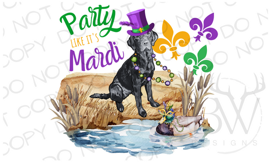 Party Like it's Mardi Duck Hunting Mardi Gras Digital Download PNG