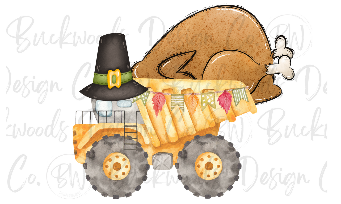 Thanksgiving Construction Dump Truck Digital Download PNG