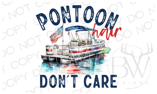 Pontoon Hair Don't Care Pontoon Boat Boating Digital Download PNG