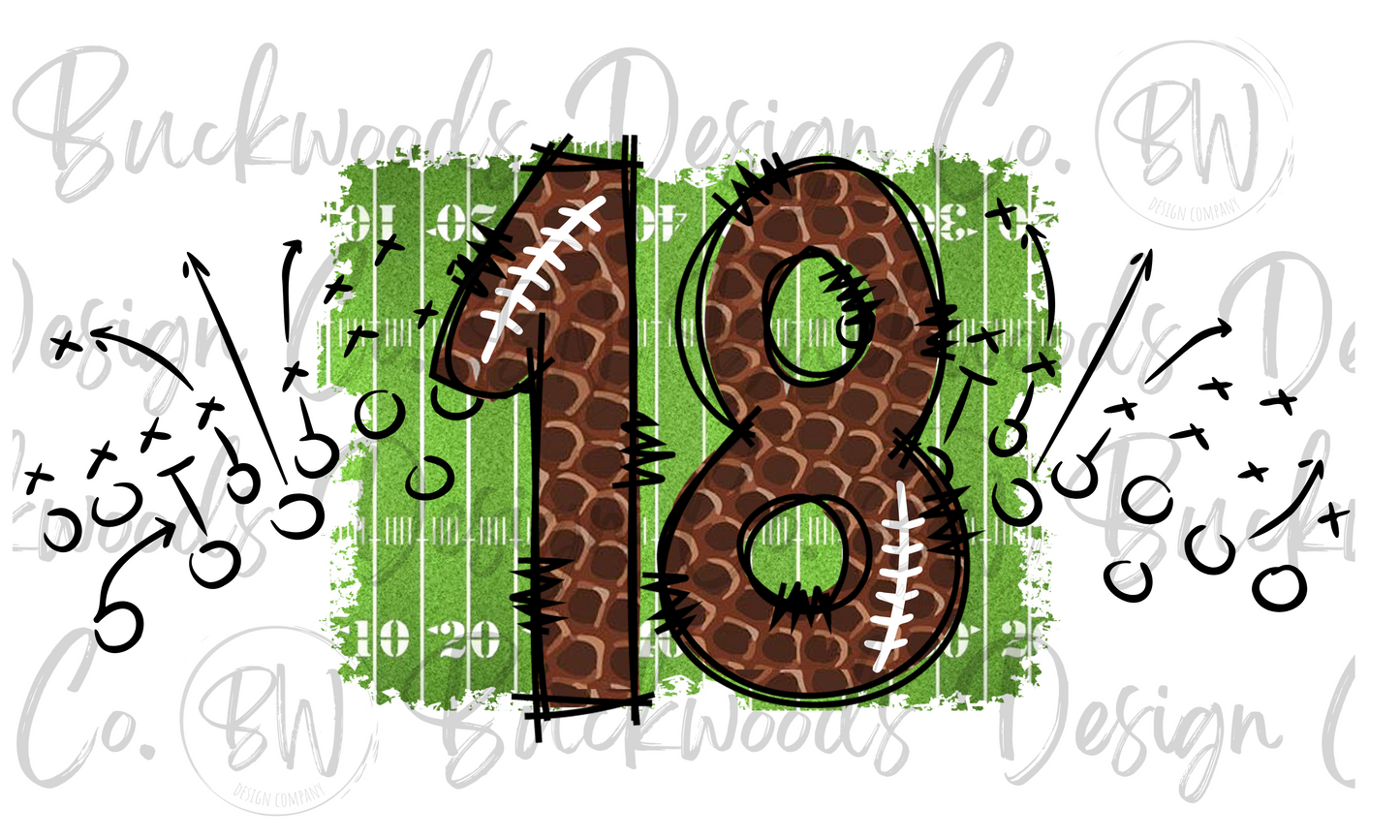 18 Doodle Football Jersey Numbers Football Digital Download PNG