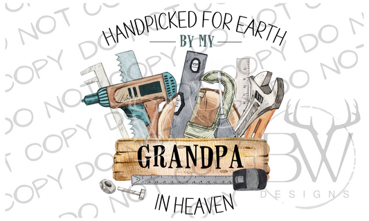 Handpicked For Earth By My Grandpa In Heaven Watercolor Toolbox Digital Download PNG