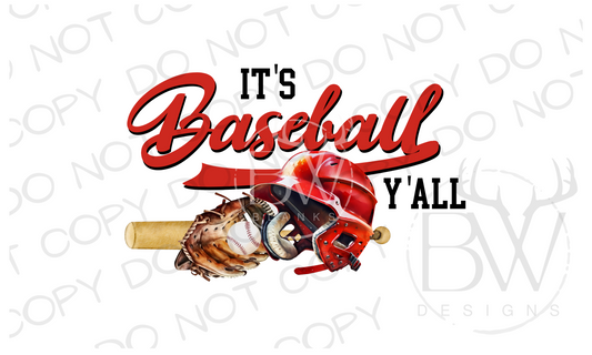 It's Baseball Y'all Baseball Digital Download PNG