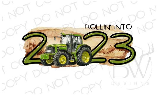 Rollin' Into 2023 New Year's Tractor Digital Download PNG