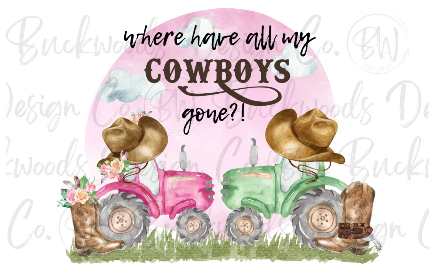 Cowgirl Tractor Digital Download PNG