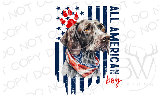 All American Boy German Short-Haired Pointer Hunting Dog Digital Download PNG