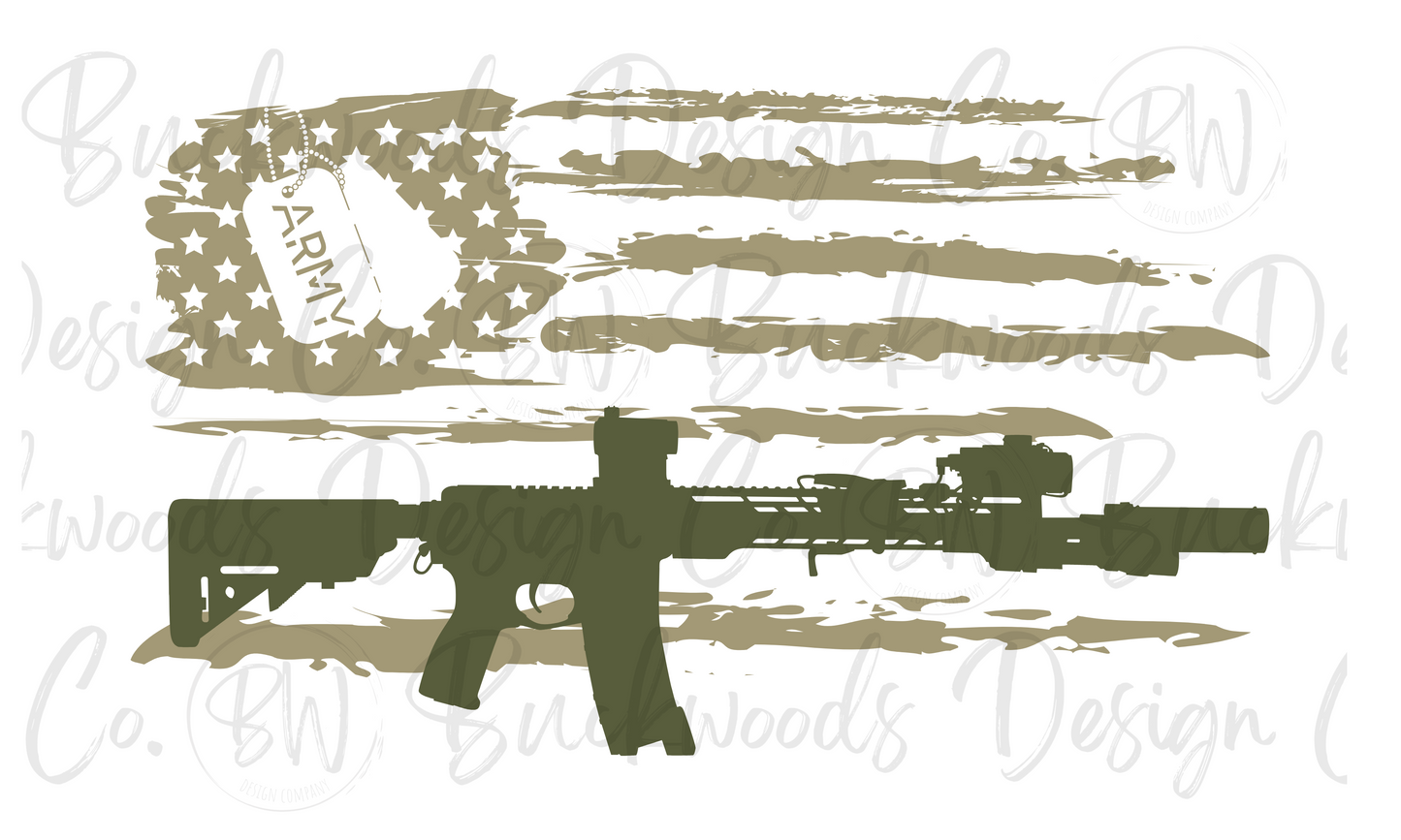 U.S. Army Rifle Flag Digital Download PNG