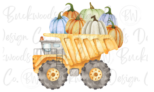 Fall Pumpkin Construction Dump Truck Digital Download PNG