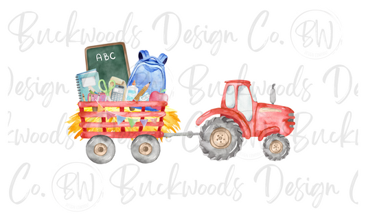 Back To School Tractor Digital Download PNG