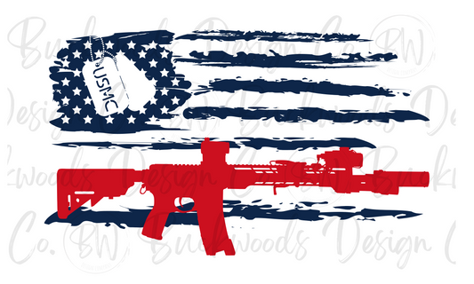 U.S. Marine Corps Rifle Flag Digital Download PNG