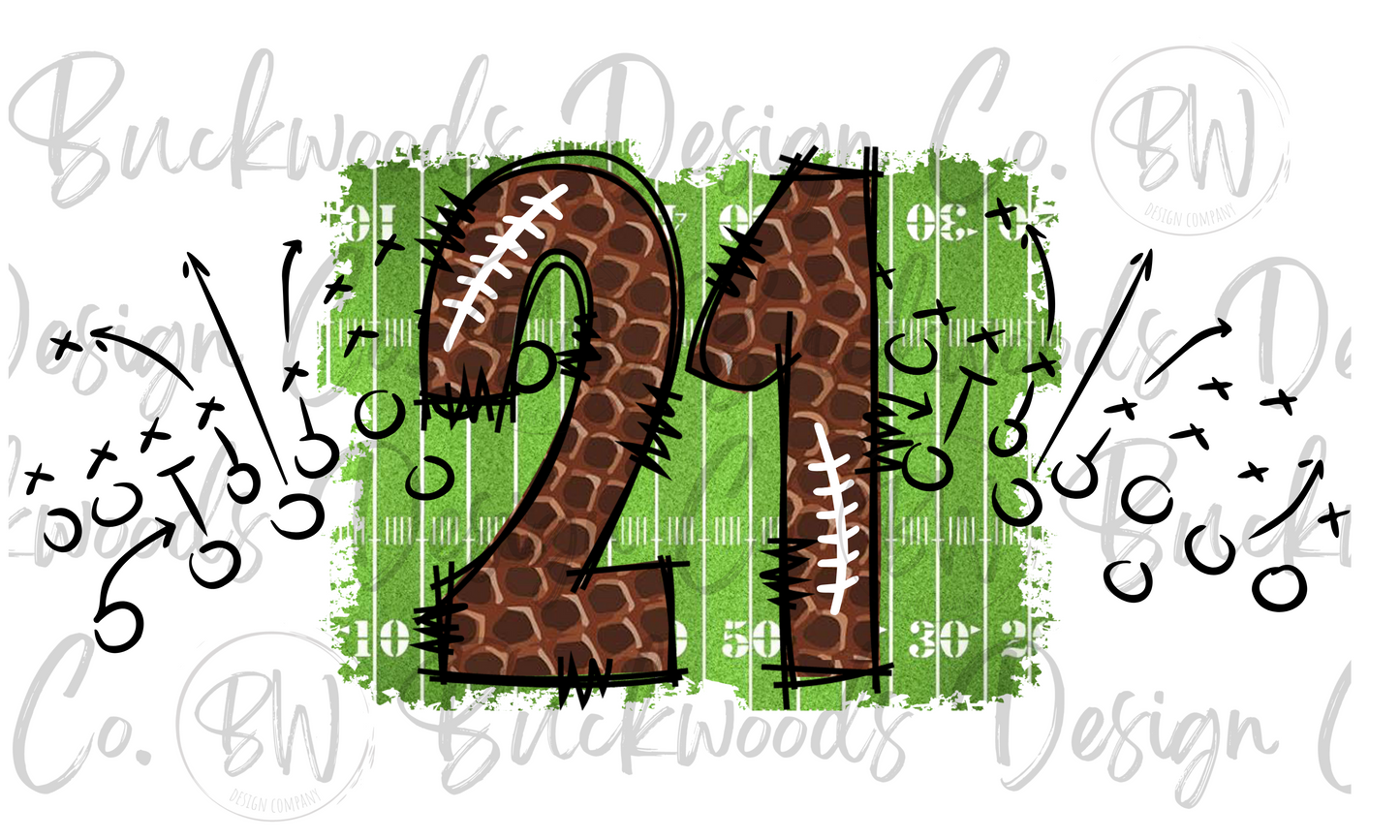 21 Doodle Football Jersey Numbers Football Digital Download PNG