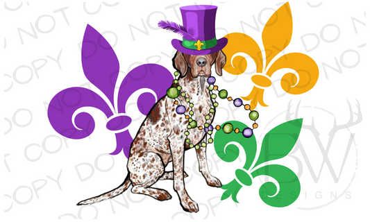 German Short-haired Pointer Mardi Gras Fleur De Lis Digital Download PNG