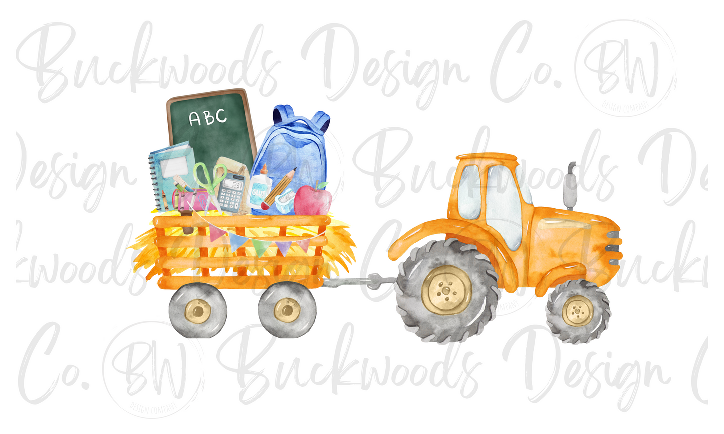 Back To School Tractor Digital Download PNG