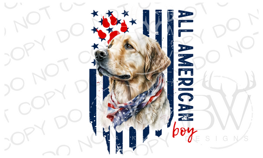 All American Boy Golden Retriever Hunting Dog Digital Download PNG