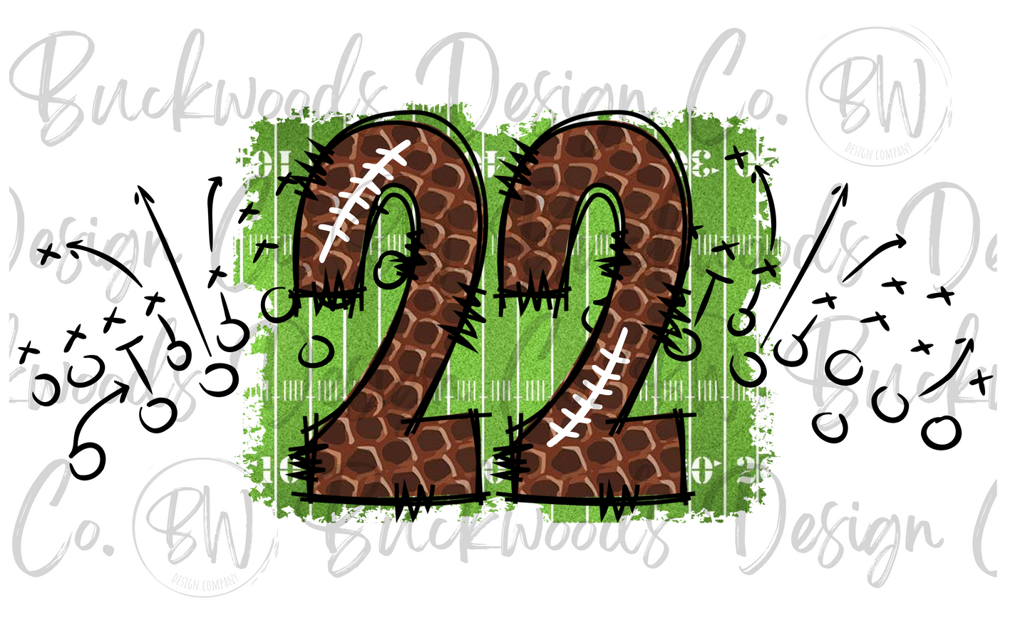 22 Doodle Football Jersey Numbers Football Digital Download PNG