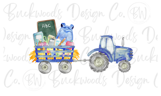 Back To School Tractor Digital Download PNG