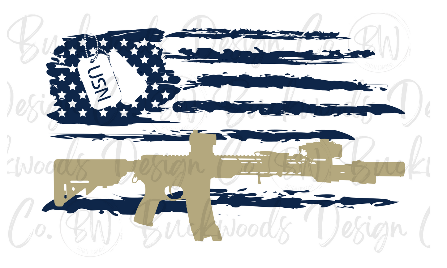 Navy Rifle Flag Digital Download PNG