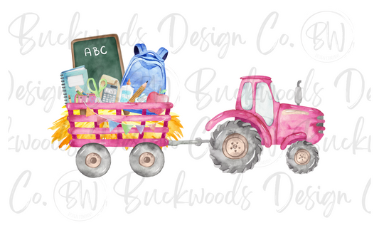 Back To School Tractor Digital Download PNG