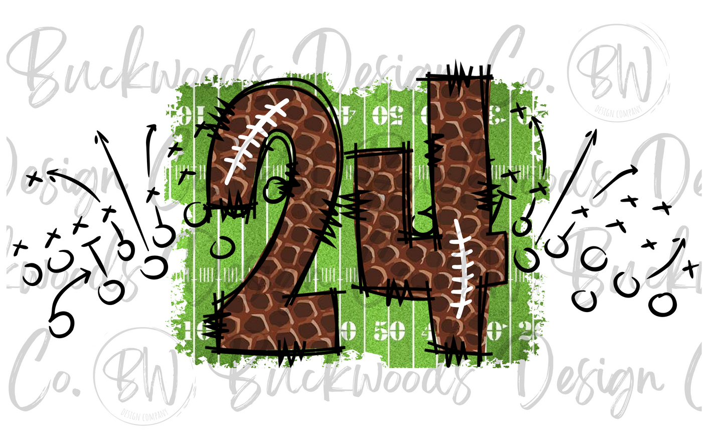 24 Doodle Football Jersey Numbers Football Digital Download PNG