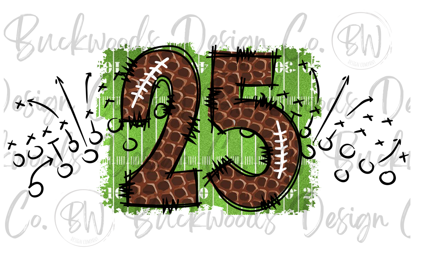 25 Doodle Football Jersey Numbers Football Digital Download PNG