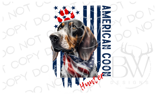 American Coon Hunter Bluetick Coonhound Hunting Dog Digital Download PNG