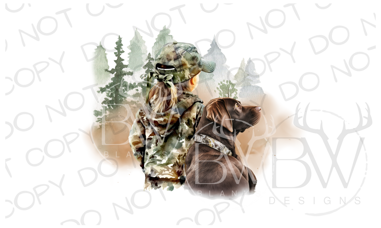 Little Girl Hunter Hunting Digital Download PNG