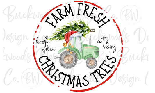 Farm Fresh Christmas Trees Christmas Tractor Digital Download PNG