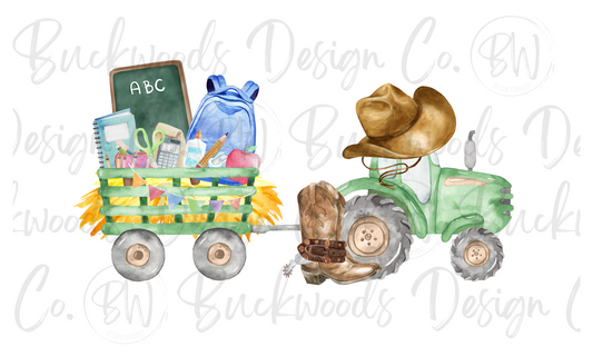 Cowboy Back To School Tractor Digital Download PNG