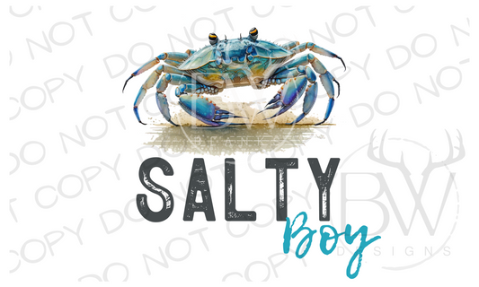 Salty Boy Blue Crab Logo Saltwater Digital Download PNG