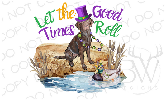 Let the Good Times Roll Mardi Gras Duck Hunting Digital Download PNG